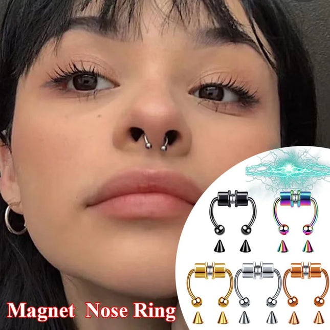 Stainless Steel Magnet Nose Ring Fake Piercing Horseshoe Rings Nose Clip Non-pierced Nose Hoop Fashion Women Men Body Jewelry