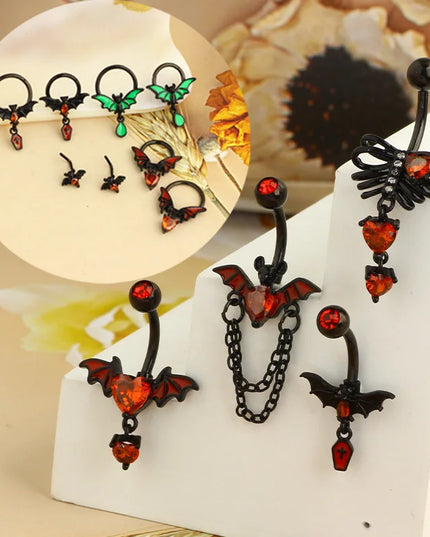1-8Pcs Belly Button Rings for Women Steel Nipple Piercing Halloween Nose Rings Industrial Barbell Cartilage Earrings Stud Septum