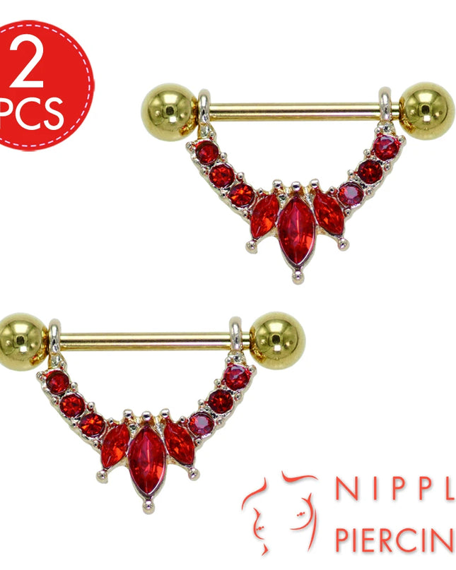 1Pair Surgical Steel Nipple Rings Nipple Piercing Bar Jewelry for Women Men with Sparkle CZ 14G Barbell Body Jewelry Accessories