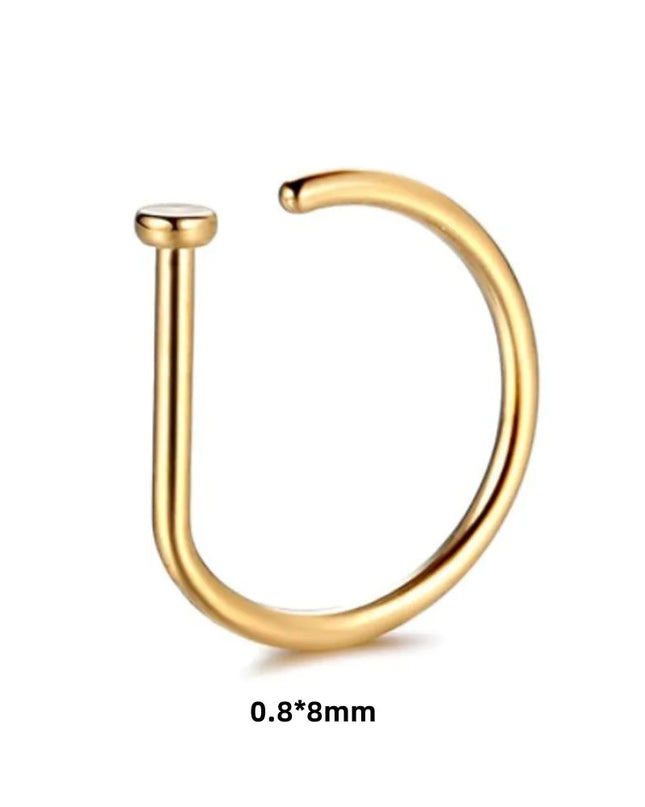 New Curved Barbells Fake Nose Piercing D Shaped Tragus Helix Stud Earring Hoop Septum Stainless Steel Ring Nostril Body Jewelry