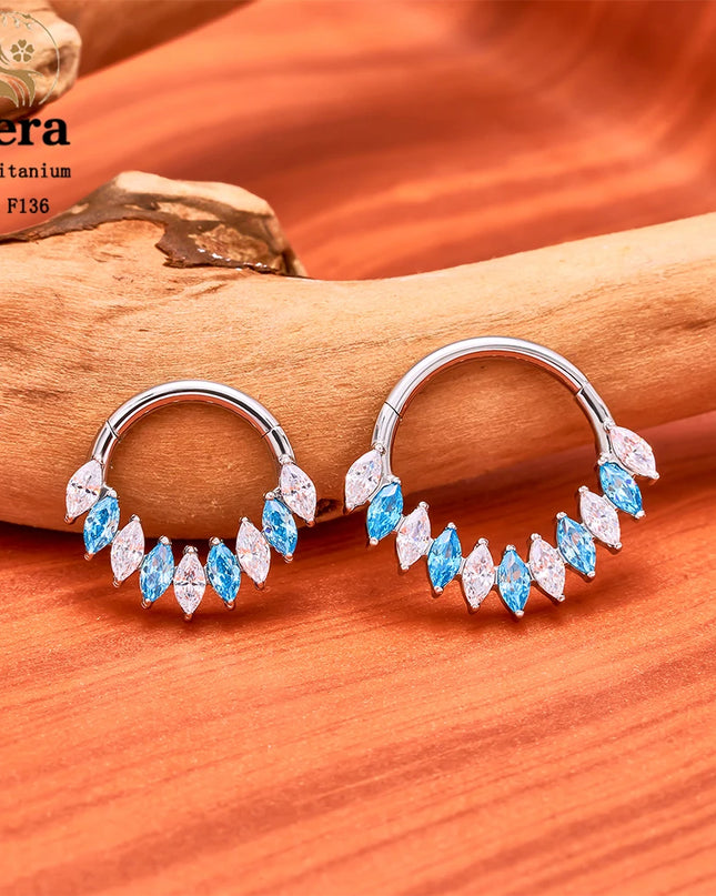 ASTM F136 Titanium Nose Ring Hoop 16G Pear CZ Hinged Segment Septum Clicker Ring Cartilage Daith Piercing Earring Body Jewelry