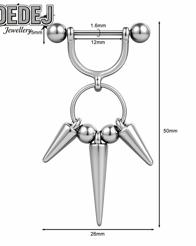 AOEDEJ 1 PC/1 Pair 14/16G Stainless Steel Nipple Rings Unisex Pendant Nipple Piercings Straight Rod Barbell Dangle Body Jewelry