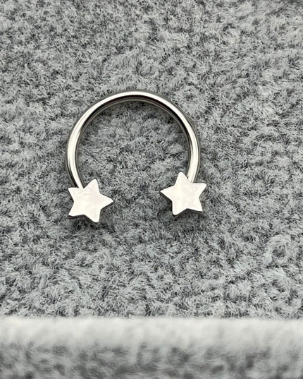 Horseshoe Ring Nose Ring Hinged Segment Septum Piercing Clicker Hoop Ear Cartilage Earrings Helix Silver Color Body Jewelry