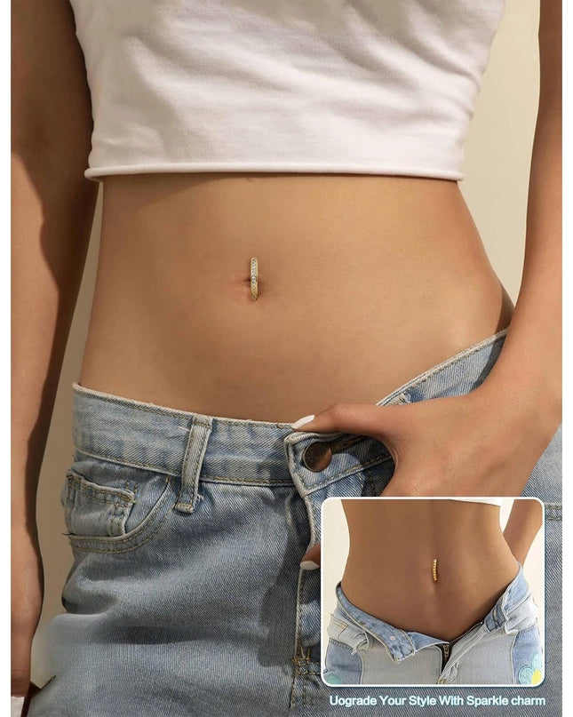 Bobisty Belly Button Bar for Women 316L Surgical Stainless Steel Button Piercing Belly Button Rings Navel Belly Piercing Jewelry