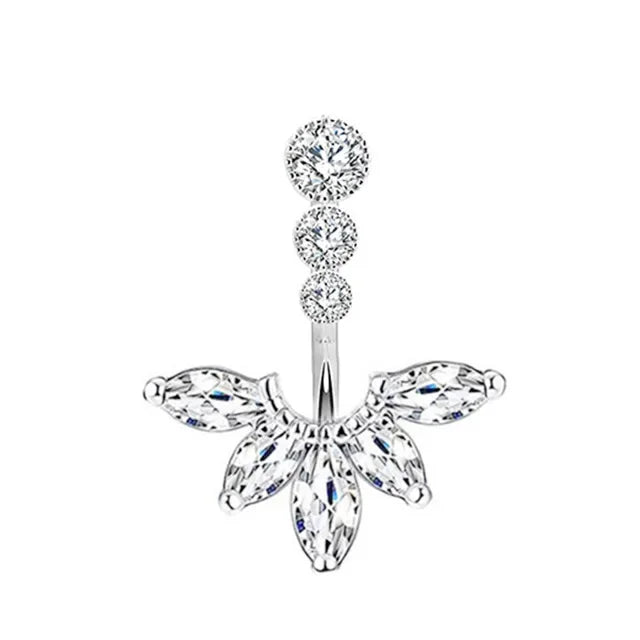 Dainsty Dangled Belly Button Rings Surgical Steel 14G Bar Navel Piercing Ring Crystal CZ Bee Flower Heart Belly Ring Ear Jewelry