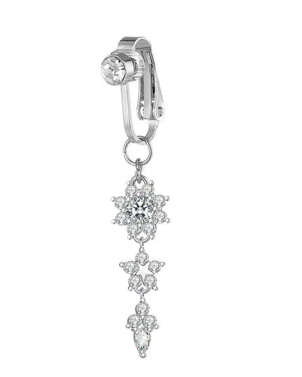 Clip On Belly Button Ring Fashion Navel Piercing Flower Pendant Belly Button Rings Belly Piercing Body Jewelry Sexy Dangle