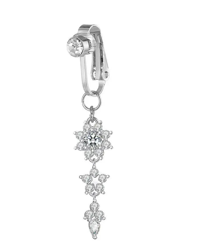 Clip On Belly Button Ring Fashion Navel Piercing Flower Pendant Belly Button Rings Belly Piercing Body Jewelry Sexy Dangle