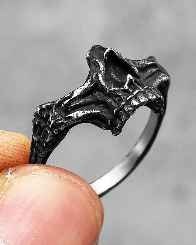 Bridge of Nose Skull Men Rings Stainless Steel Women Jewelry Punk Gothic Rock Vintage Black Fashion Accessories Gift Wholesale