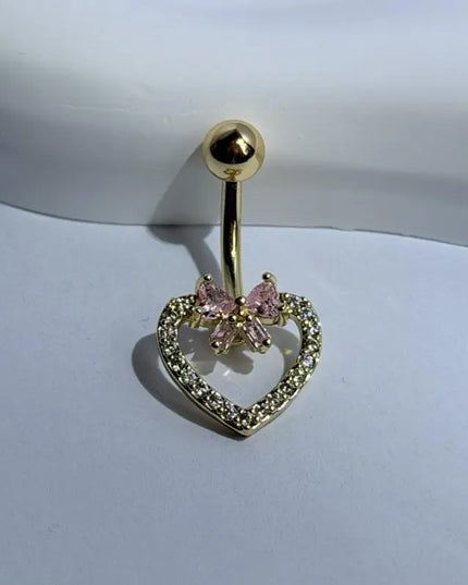 Steel Belly Button Ring Cute Devil Heart Cubic Zirconia Inlaid Hypoallergenic Navel Ring for Teen Girls Daily Use