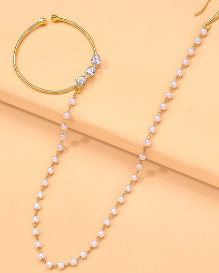 Indian Pearl Round Nose Chain Rings No Pierceing Accessories Punk Geometric Zircon Nose Clip Earrings Wedding for Women Gifts