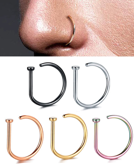 Fake Nose Ring Hoop Lip Labret Ring for Women Non Pierce Hoop Nose Ring  Septum Hoop  Ring Tragus Rook Ring Non Piercing Jewelry