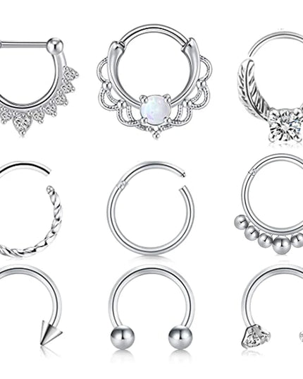 WKOUD 1Pcs Septum Rings Hoop Nose Ring Horseshoe Stainless Steel Cartilage Earrings Hoop Helix Tragus Septum Piercing Jewerly
