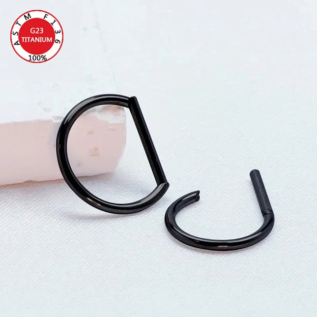 Septum Piercing Nose Ring F136 Titanium D Shape Segment Ring Clicke Jewelry CZ Nose Earrings Lip for Women Half Ring Cartilage