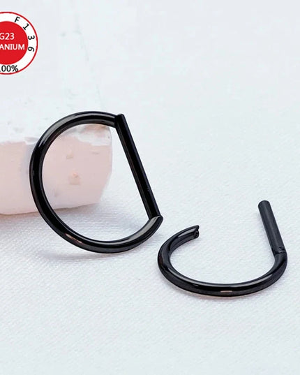 Septum Piercing Nose Ring F136 Titanium D Shape Segment Ring Clicke Jewelry CZ Nose Earrings Lip for Women Half Ring Cartilage