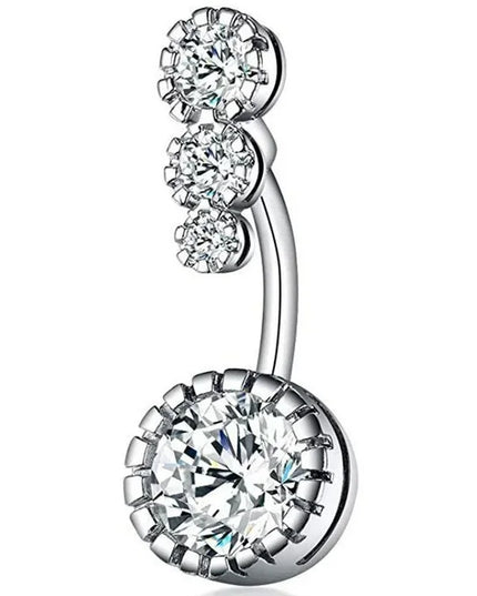 Zircon Crystal Belly Button Rings for Women Nombril Ombligo Navel Ring Surgical Steel Barbell Heart Round Body Piercing Jewelry