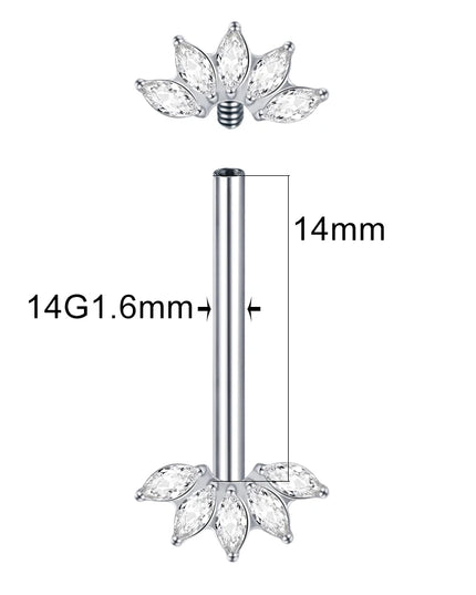 1Pc Titanium Nipple Piercing Jewelry Internally Threaded Nipple Barbell Mamilo Piercing Prong Set Heart CZ Nipple Rings Women