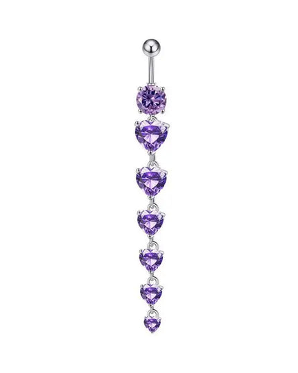 Belly Button Rings Mixed Purple Zircon Dangle Design Stainless Steel Durable Navel Rings for Daily Outfit Matching