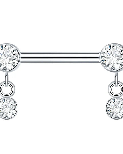 1Pc Titanium Nipple Barbell Piercing Zircon Nipple Ring with Pendant Bar Piercing Internally Threaded Women Body Accessaries