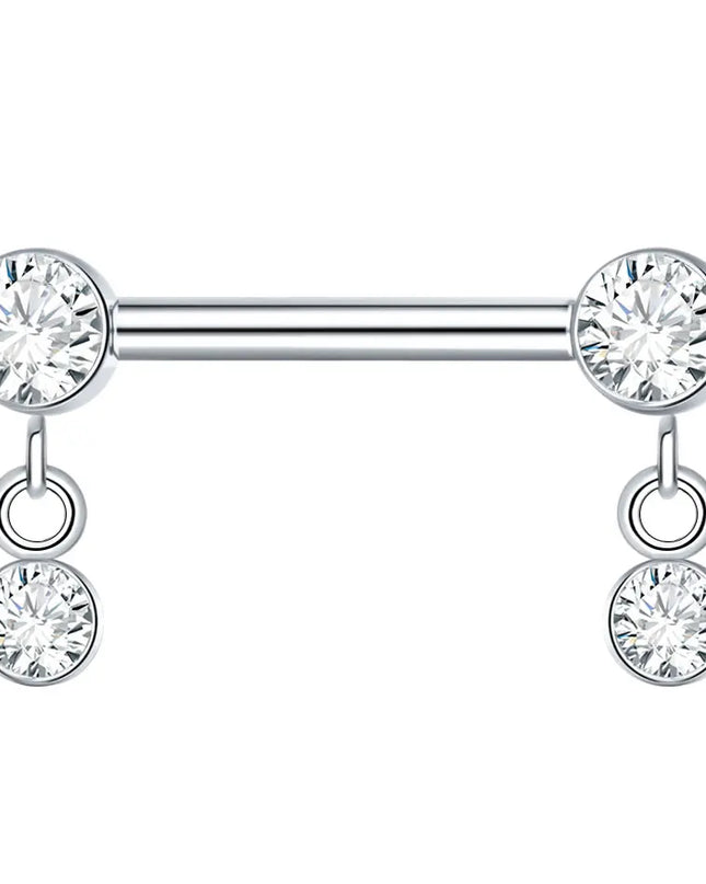 1Pc Titanium Nipple Barbell Piercing Zircon Nipple Ring with Pendant Bar Piercing Internally Threaded Women Body Accessaries
