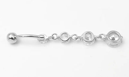 925 sterling silver Dangle Belly Button Rings for Women Fashion CZ Belly Ring Dangling navel piercing jewelry