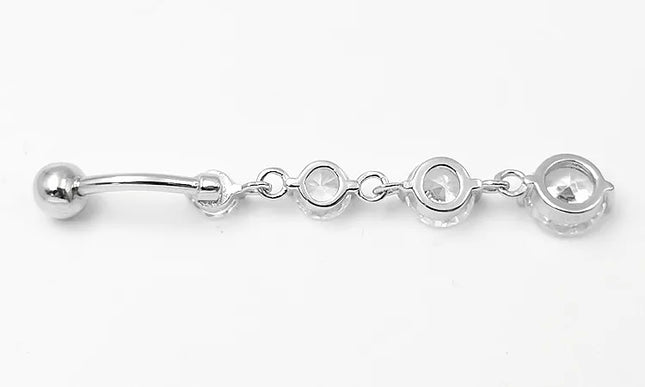 925 sterling silver Dangle Belly Button Rings for Women Fashion CZ Belly Ring Dangling navel piercing jewelry