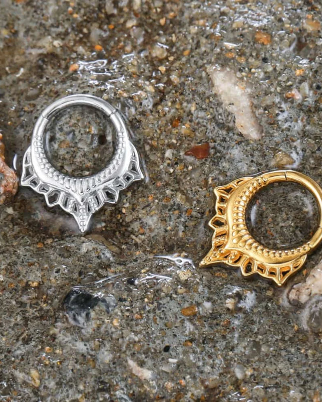 Giga 1PCS Vintage Stainless Steel Nose Rings Hinged Septum Earrings Cartilage Tragus Helix Hoops Body Piercing Jewelry