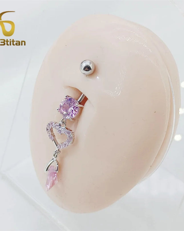 Long Belly Button Rings for Women 14G Titanium Bar Butterfly Heart Charms Dangle Navel Piercing Jewelry Beach Sexy Accessories