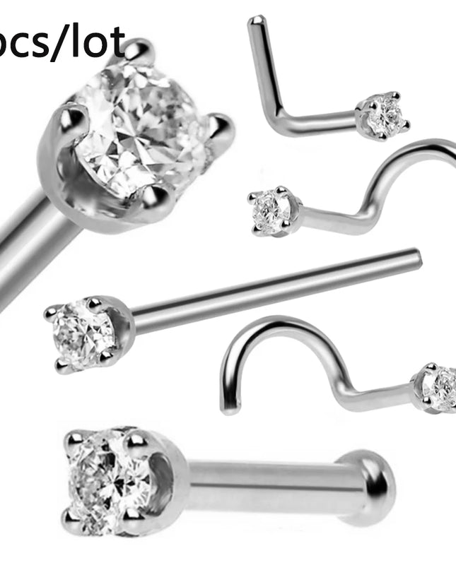 3/4/5/8/10/15/30pcs/lot Fake Nose Studs Ring Piercing Sets L-S-Shaped Curved Nose Rings Pack Steel Star Heart Moon Nose Jewelry