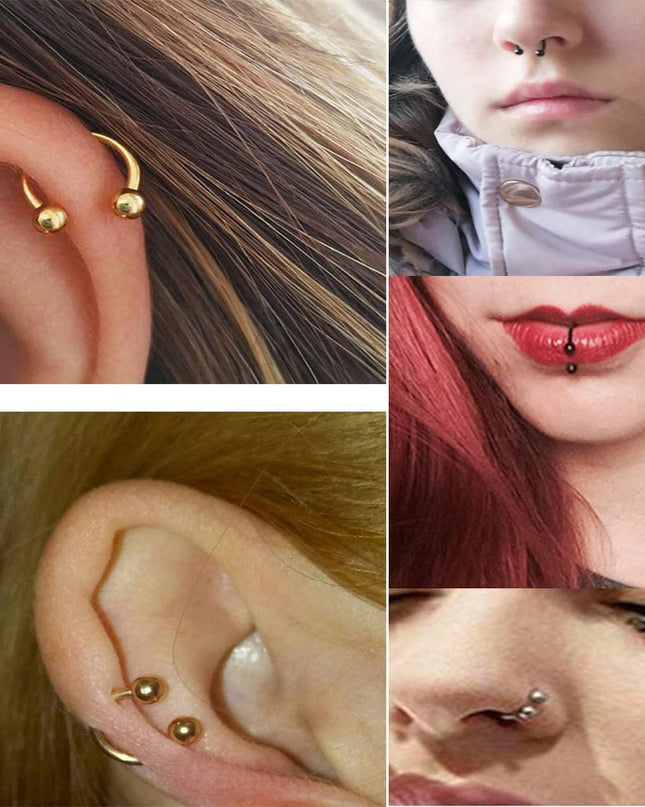 WKOUD Septum Rings Hoop Nose Ring Horseshoe Stainless Steel Cartilage Earrings Hoop Helix Tragus Septum Piercing Jewerly Black