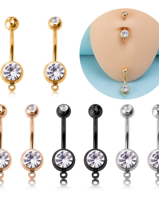 1/4pcs Belly Button Rings DIY Jewelry Making Supplies Findings Pendant Navel Stud Stainless Steel Barbell Piercing Body Jewelry