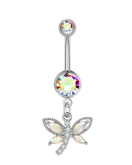 Dainsty Dangled Belly Button Rings Surgical Steel 14G Bar Navel Piercing Ring Crystal CZ Bee Flower Heart Belly Ring Ear Jewelry