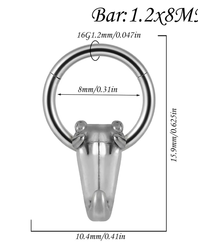 1PC Punk Many Style Black Oil Drip Hinger Septum Nose Ring Stainless Steel Ear Tragus Cartilage Daith Helix Earring Unisex Gift