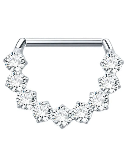 1Pc G23 Titanium CZ Zircon D Shape Nipple Piercing Ring 14G 14mm Nipple Barbell Jewelry Women Girl Nipple Shield Jewelry