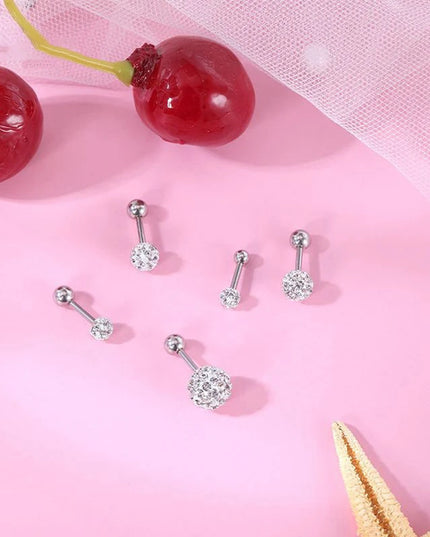 Crystal Ball Earrings Surgical Steel Ear Plugs Eyebrow Piercings Women's Ear Studs Cartilage Tragus Helix Piercing Lip