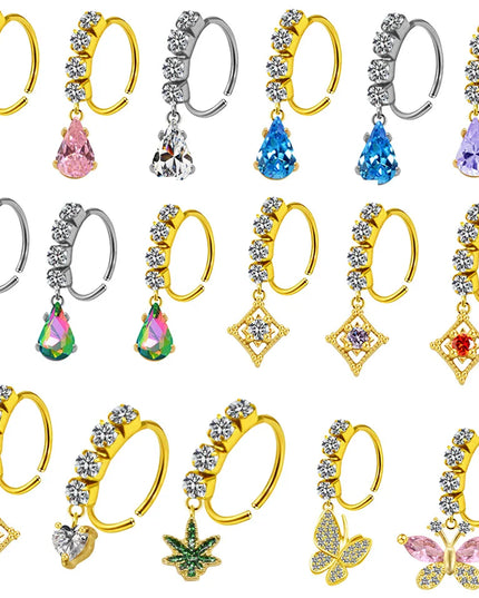 Nose Piercing Nose Ring Stainless Steel Colorful Nose Ring Dangle Nose Rings Piercing Jewelry For Women
