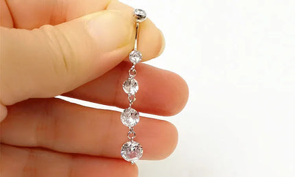 925 sterling silver Dangle Belly Button Rings for Women Fashion CZ Belly Ring Dangling navel piercing jewelry