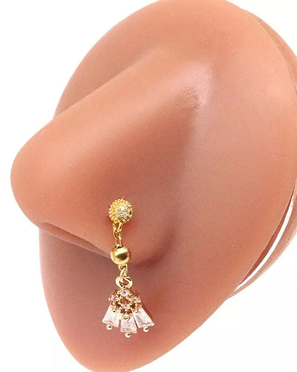 1Pcs Nose Ring for Women Dangle Nose Piercing Stainless Steel Nose Bend Ring Butterfly Dangling Noses Ring Body Piercing Jewelry