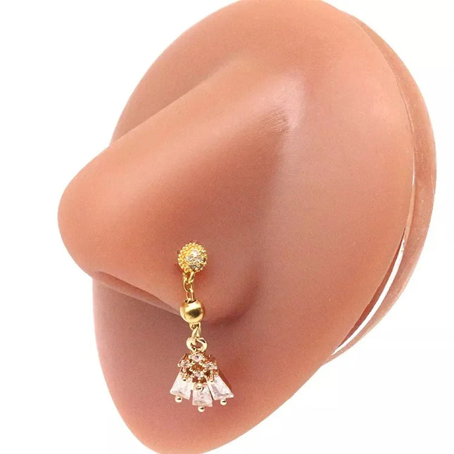1Pcs Nose Ring for Women Dangle Nose Piercing Stainless Steel Nose Bend Ring Butterfly Dangling Noses Ring Body Piercing Jewelry