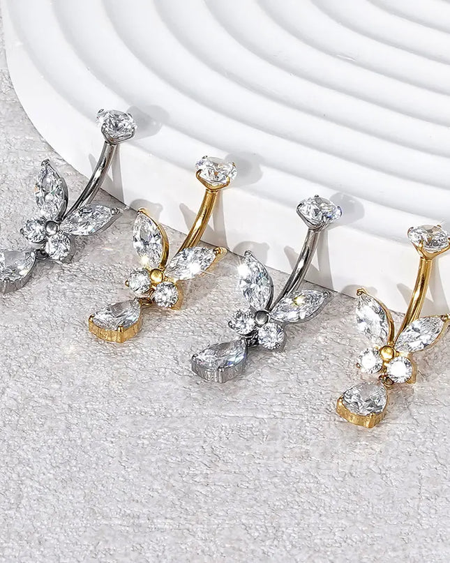 1Pc Titanium Zircon Belly Button Ring Round Heart Flower Navel Piercing Nombril Jewelry 14G Belly Piercing Ombligo