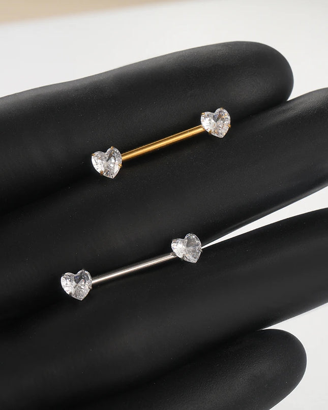 1/5PCS Titanium 14G Nipple Piercing Jewelry Crystal CZ Nipple Rings For Women Girls Heart Zircon Nipple Barbells Mamilo Piercing