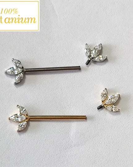 G23 Titanium Nipple Piercing Ring 14G/16G Internal Thread Crystal Zircon Nipple Shield Barbell Helix Earrings Sexy Women Jewelry