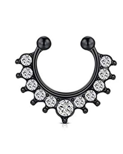 WKOUD Septum Rings Hoop Nose Ring Horseshoe Stainless Steel Cartilage Earrings Hoop Helix Tragus Septum Piercing Jewerly Black