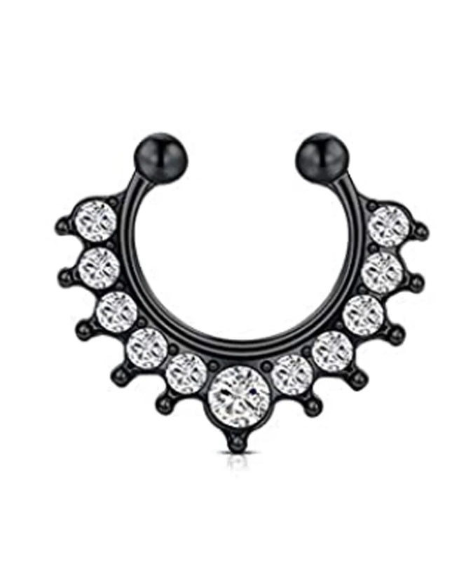 WKOUD Septum Rings Hoop Nose Ring Horseshoe Stainless Steel Cartilage Earrings Hoop Helix Tragus Septum Piercing Jewerly Black