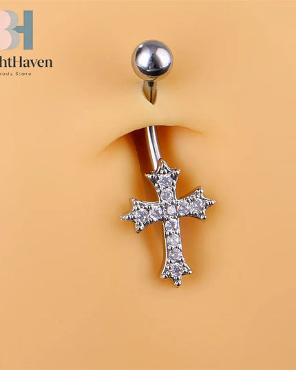 Fashion Sexy Piercing Navel Nail Body Jewelry For Women Girls Personalized Simple Cross Pendant Belly Button Rings Gifts B.H