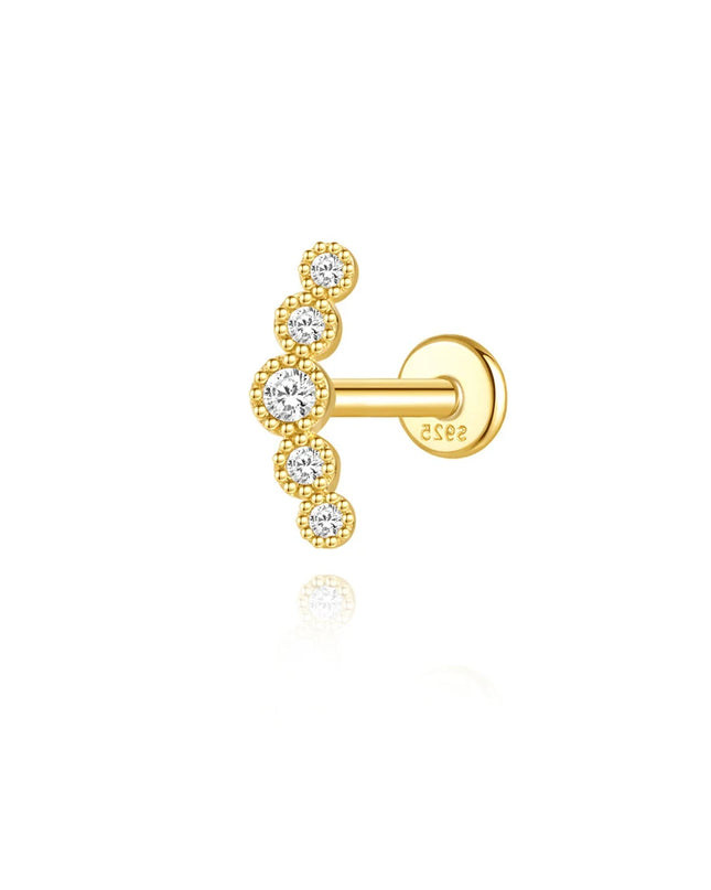 Aide 1PC 925 Sterling Silver 18K Gold Threaded Piercing Earring Women Ins Green Red Colors Zircon  Ear Bone Nail Gift Jewelry