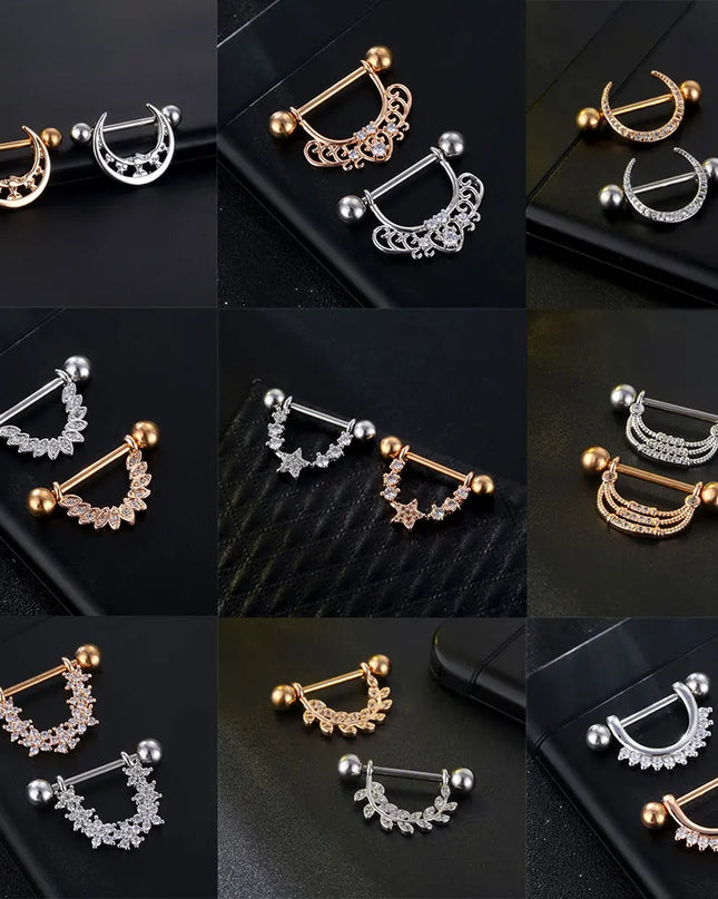 Sexy Nipple Ring Stainless Steel Zircon U Shape Barbell Nipple Studs Piercing Helix Piercing Body Papillary nail Jewelry