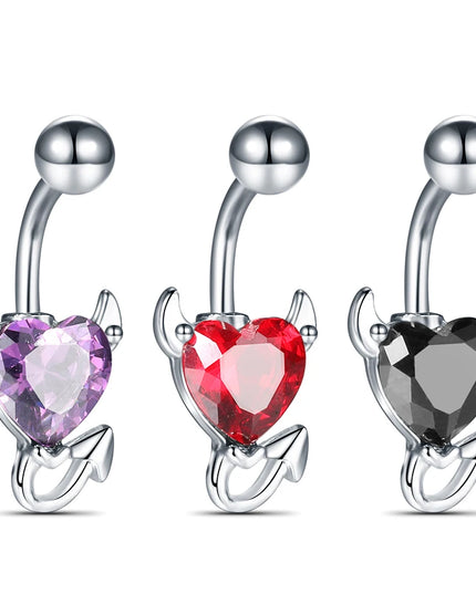 1pc Belly Button Rings Devil Shape Black Red CZ Belly Piercing Stainless Steel Navel Piercings Body Jewelry Women