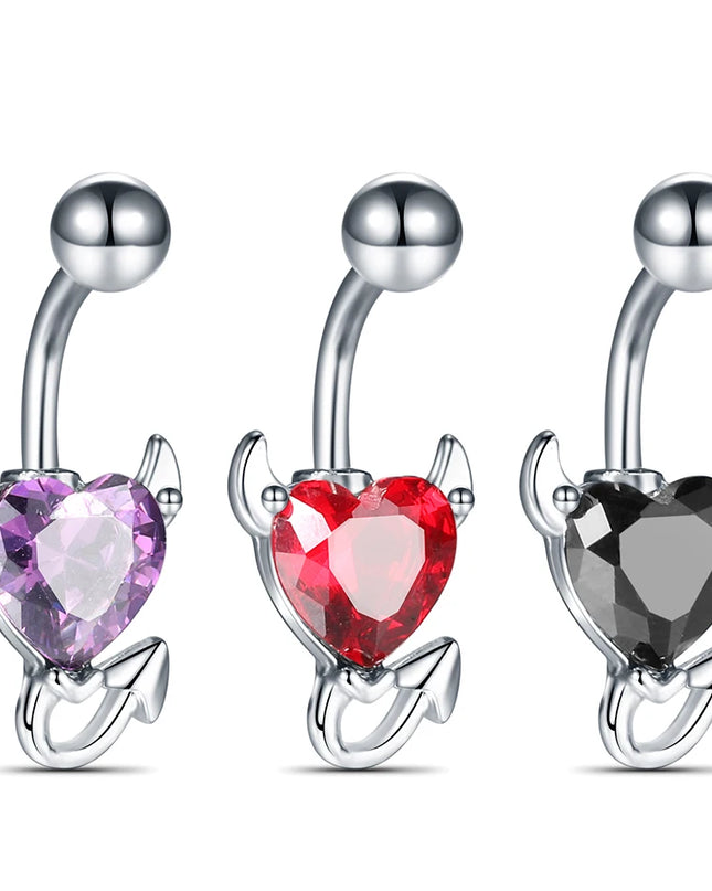 1pc Belly Button Rings Devil Shape Black Red CZ Belly Piercing Stainless Steel Navel Piercings Body Jewelry Women