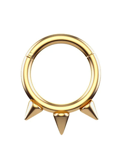 1Pc Punk Spiked Septum Ring - Nostril Piercing Surgical Steel Hinged Hoop Cartilage Earring Nose Clicker Segment Hoop