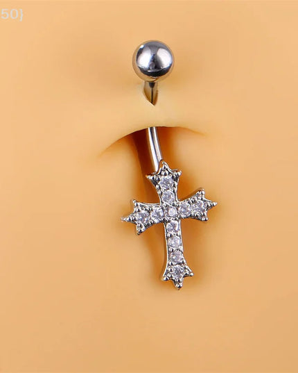 Chic Personalized Cross Pendant Belly Button Rings For Women, Sexy Navel Nail Body Jewelry Gifts
